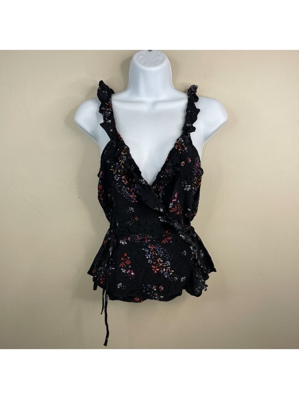 H&M Top NWOT Women 2 Fairy Floral Wrap Front Peplum Boho Cowgirl Romantic Dainty